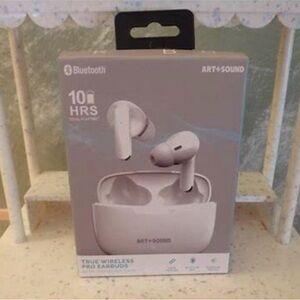 ART & SOUND TRUE WIRELESS PRO EARBUDS WITH CASE 10 HRS BLUETOOTH WHITE NIB
